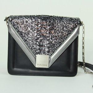 Dalysse Leather and Snakeskin Black with Silver Bag